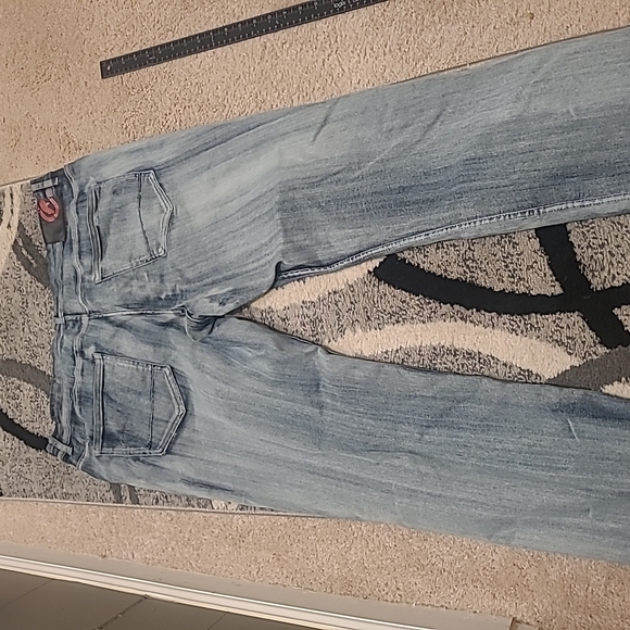 Ecko Unltd Athletic Fit Light Wash Faded Stretch Denim Jeans Straight Leg 38x30 - Picture 7 of 11